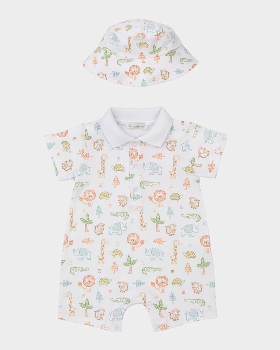 Boy's Jungle Adventure Playsuit & Hat Set, Size 3M-18